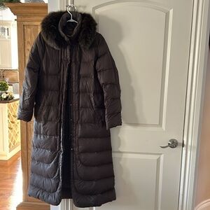 VINTAGE MONCLER brown long down coat sz 3 AUTHENTIC